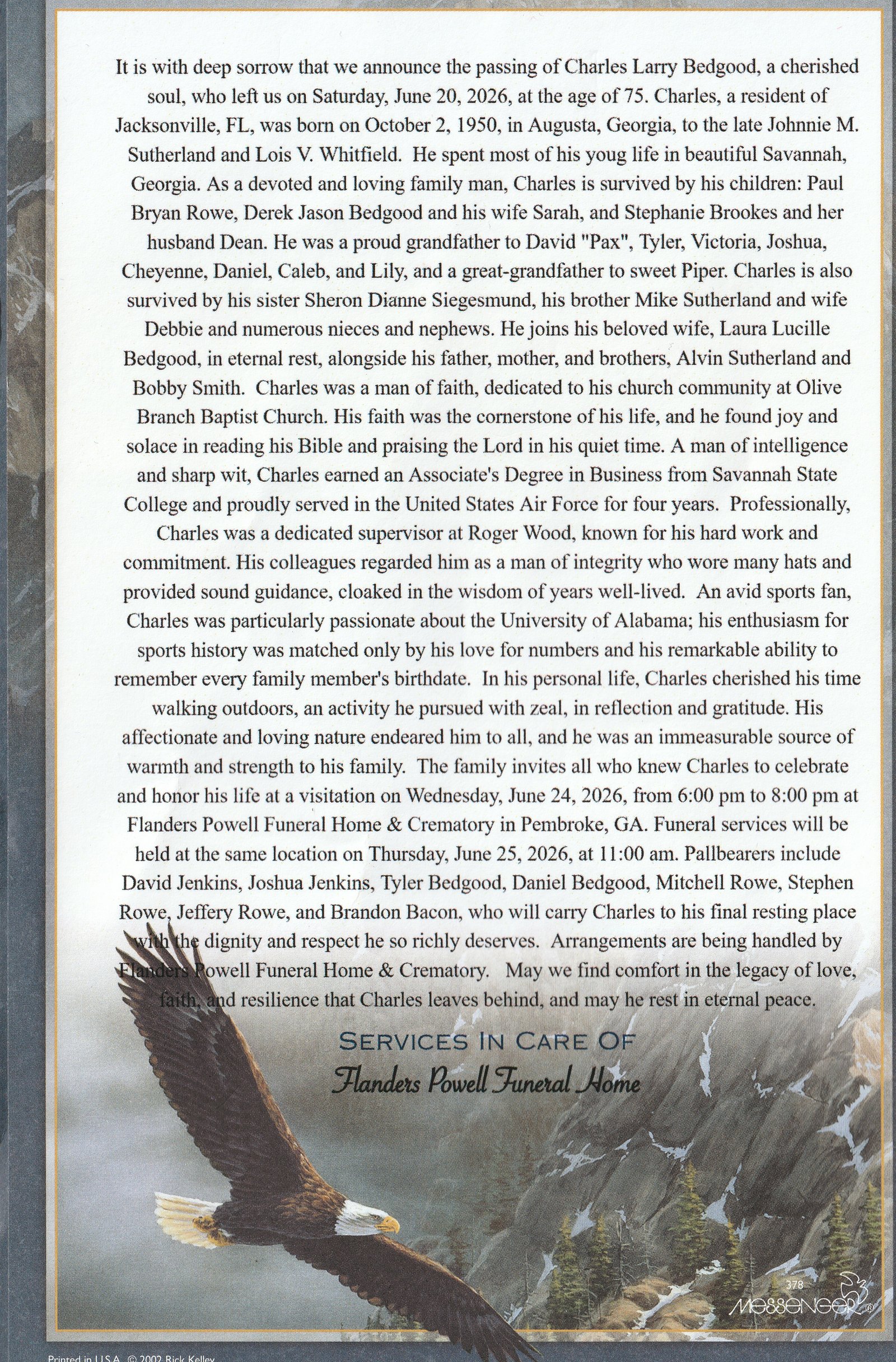 Charles Bedgood Funeral Service Page 4